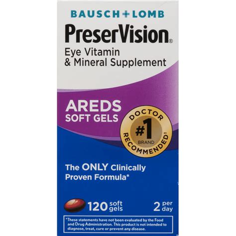 Bausch & Lomb PreserVision Eye Vitamin & Mineral Supplement Areds Soft ...