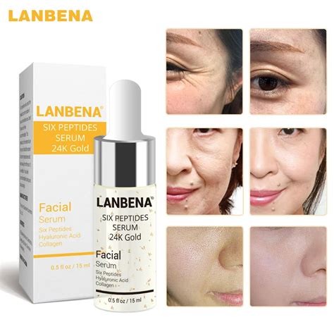 LANBENA 24K Gold Six Peptides Anti Wrinkle Anti Aging Serum Cream Pale Spot Eye Patch Lift ...