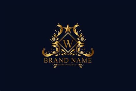 Monogram logo letter W premium luxury gold. (750473)