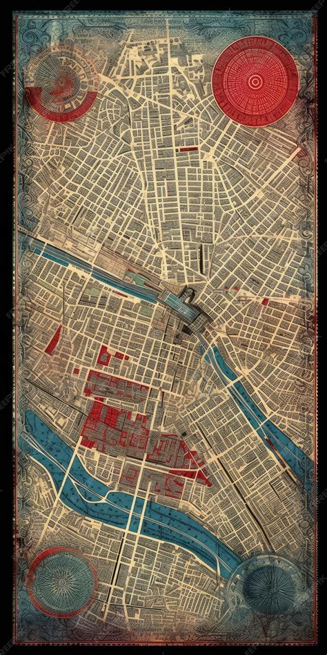 Premium AI Image | Birds eye view Map of PARIS old style drawing illustrations