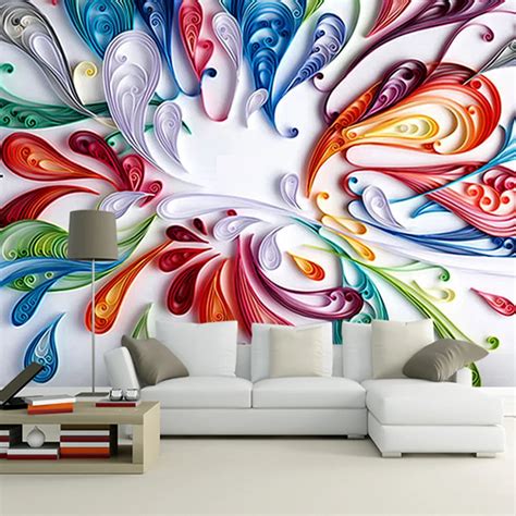 Custom 3D Mural Wallpaper For Wall Modern Art Creative Colorful Floral Abstract Line Painting ...