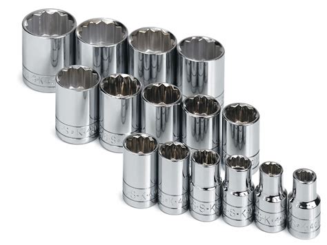 SK PROFESSIONAL TOOLS Socket Set, Socket Size Range 3/8 in to 1 1/4 in, Hand, Drive Size 1/2 in ...