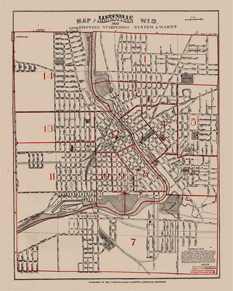 1900 Map of Janesville Wisconsin - Etsy