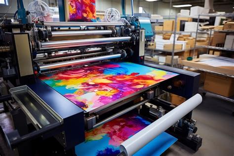 Premium Photo | Modern printing press produces multi colored printouts ...