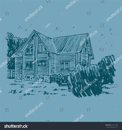 Sketch Country House Vector Freehand Pencil Stock Vector (Royalty Free ...