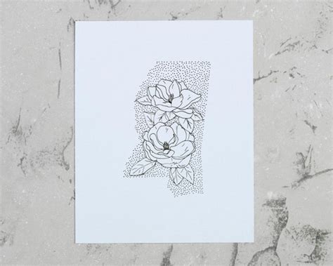 Mississippi Magnolia State Flower Drawing Giclee by annatovar