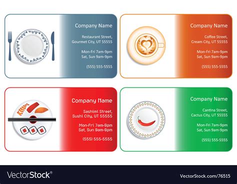 Restaurant business cards Royalty Free Vector Image