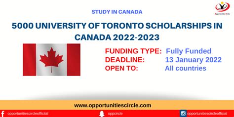 5000 University of Toronto Scholarships in Canada 2022 - Fully Funded - Opportunities Circle