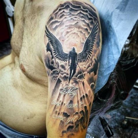 Angel Flying In Heaven Clouds Tattoos For Men Half Sleeve | Heaven ...