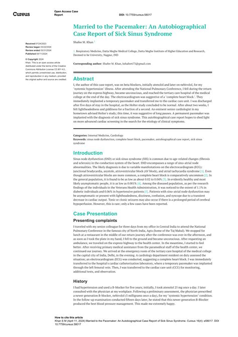 (PDF) Married to the Pacemaker: An Autobiographical Case Report of Sick ...