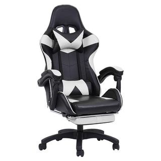 Gaming Chair With Footrest Adjustable Backrest Reclining Leather Office ...