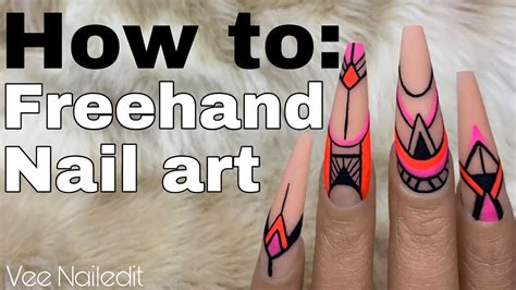 Freehand Nail Art Tutorial | Line Art | Neon Summer Nails | Vee ...