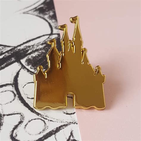 Disney Enamel Pin Disney Castle Gold Enamel Pin | Etsy