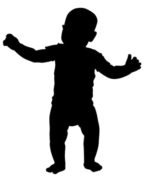 Premium Vector | Vector silhouette of a little boy who learns to walk Illustration of child