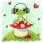 Frog with headphones — Stock Vector © Reginast777 #82362366