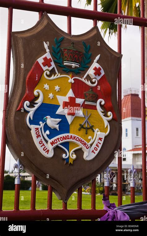 Oceania, Polynesia, Kingdom of Tonga, Nuku'alofa. Tonga coat of arms on ...