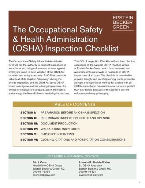 Osha inspection checklist