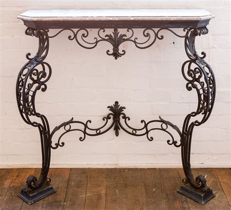 French Wrought Iron Console with Marble Top - Tables - Console and Hall - Furniture