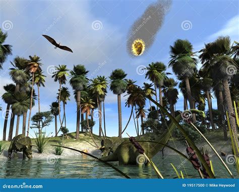 Dinosaur Extinction - Erupting Volcano Artwork Stock Image | CartoonDealer.com #29314429