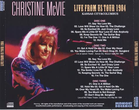 Christine McVie / Live From US Tour 1984 Kansas City & Columbus / 3CDR – GiGinJapan