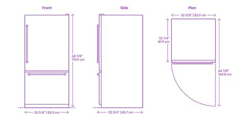 KitchenAid Bottom Freezer Refrigerator - 22 Cu Ft Dimensions & Drawings ...