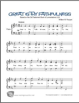 Great is Thy Faithfulness – Easy Piano Sheet Music – Bluebird Music Lessons