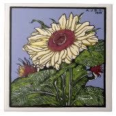 Vintage Art Nouveau Sunflower Colorized Repro Ceramic Tile | Zazzle