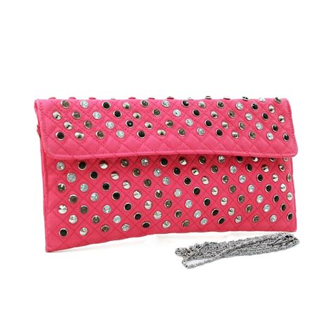 dasein-multi-rhinestone-studded-quilted-clutch-evening-bag-hot-pink Evening Handbag, Evening ...