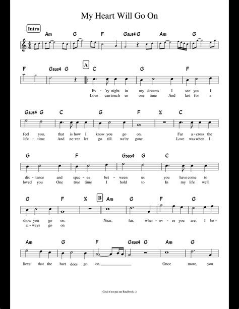 My Heart Will Go On (leadsheet) sheet music for Piano download free in PDF or MIDI