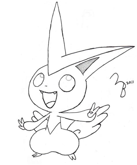 Pokemon: Victini -- Lined by lazy-bing on DeviantArt