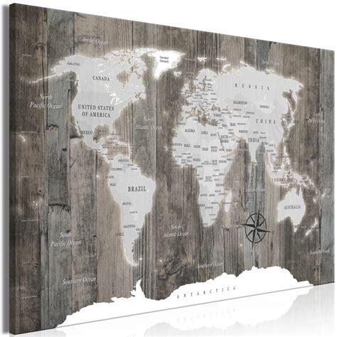 World Map: Wooden World [Large Format] - XXL Large Canvas Prints