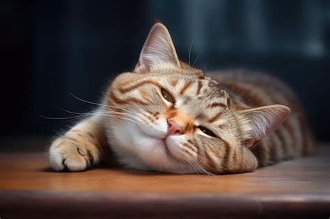 Premium AI Image | Funny smiling cat is lying