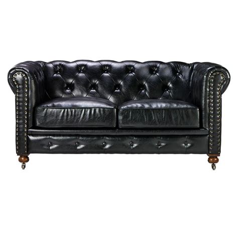 Black Leather Loveseat – Flower Love