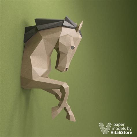 Horse Papercraft, Horse Paper Trophy, Wall Decor | Paper animals, Paper butterflies, Paper wall art