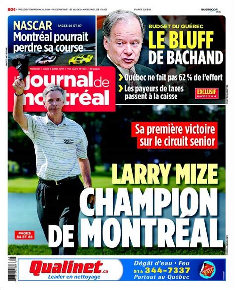 Periódico Le Journal de Montréal (Canadá). Periódicos de Canadá. Edición de lunes, 5 de julio de ...