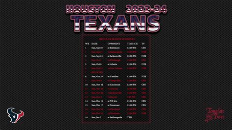 2023-2024 Houston Texans Wallpaper Schedule