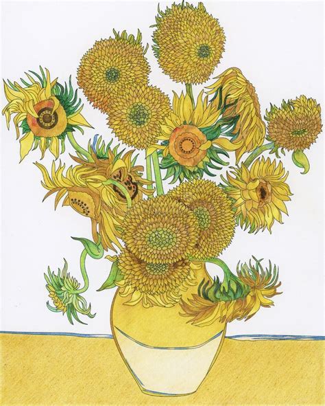 Sunflower Sketch By Van Gogh Stock Illustration - Illustration of ...