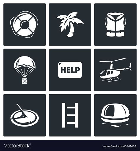 Rescue operation icons set Royalty Free Vector Image