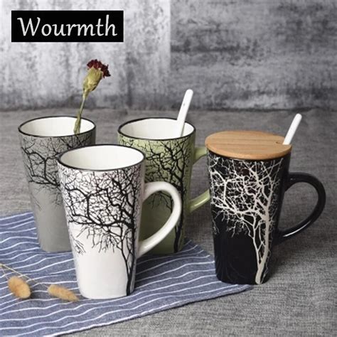 Aliexpress.com : Buy Wourmth Creative Water Cup Ceramic Travel Coffee Mug Cover Spoon Office ...