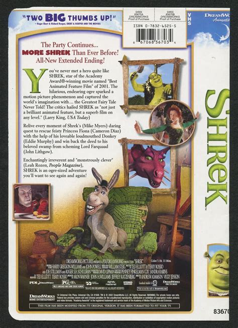 Vintage Shrek VHS Video Tape Mike Myers Dream Works, 41% OFF