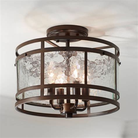 Franklin Iron Works Elwood Finish Rustic Industrial Ceiling Light Semi-Flush Mount Fixture Oil ...