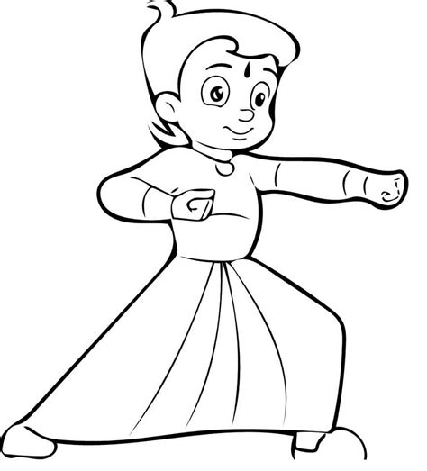 Chhota Bheem Trainning Coloring Page - Free Printable Coloring Pages for Kids