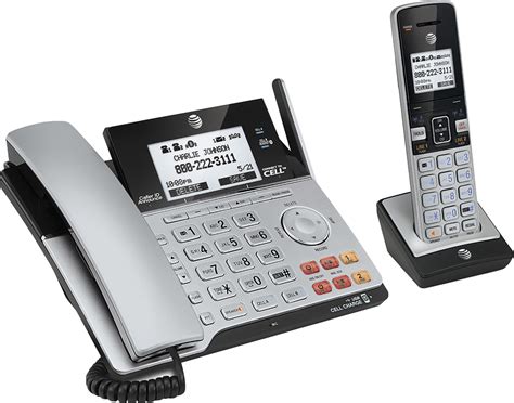 AT&T TL86103 DECT 6.0 2-Line Expandable Corded/Cordless Phone with ...