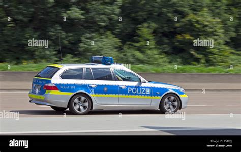 German police car on the autobahn near Frankfurt Stock Photo - Alamy