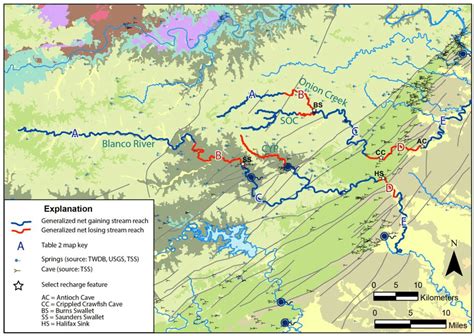 Summary of flow gain-loss map of Blanco River and Onion Creek ...