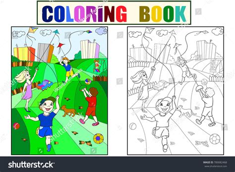 Children Coloring Color Black White Vector Stock Vector (Royalty Free ...