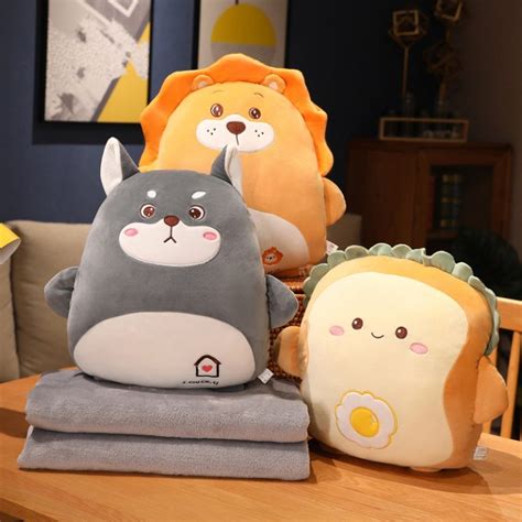 3-in-1 Cute Animal Plushie w/ Blanket and Handwarmer - CuteTrendybn