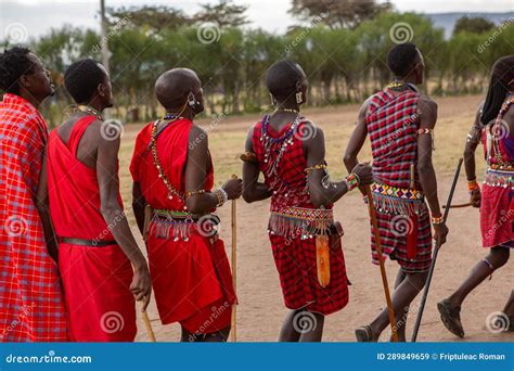 Masai in Traditional Colorful Clothing Showing Maasai Jumping Dance at ...