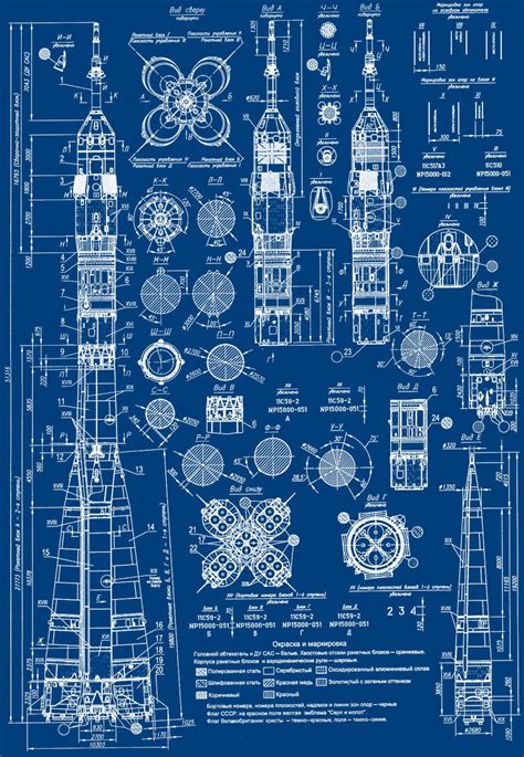 admixtus — Blueprint of a Russian Soyuz rocket. via The...