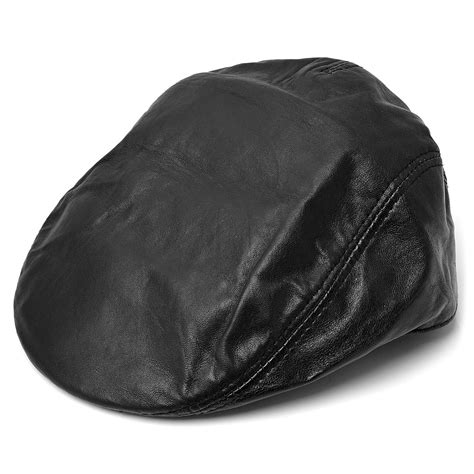 Matt Black Leather Flat Cap | In stock! | Major Wear